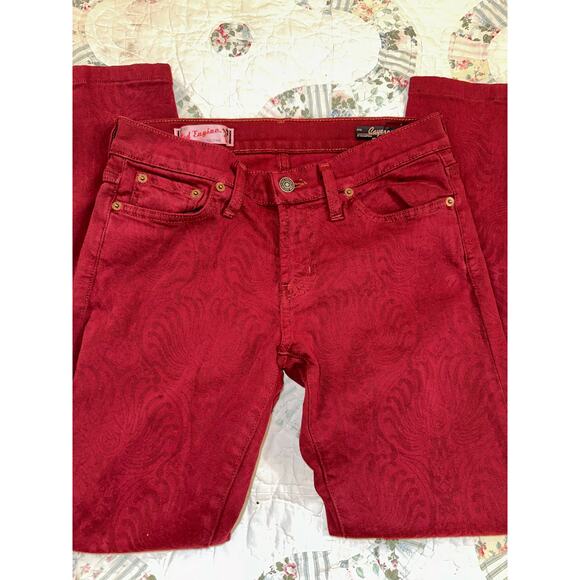 RED ENGINE ORIGINAL VINTAGE DENIM CURRANT DARK RED SUBTLE PATTERN JEANS 29 Y2K - Picture 1 of 8